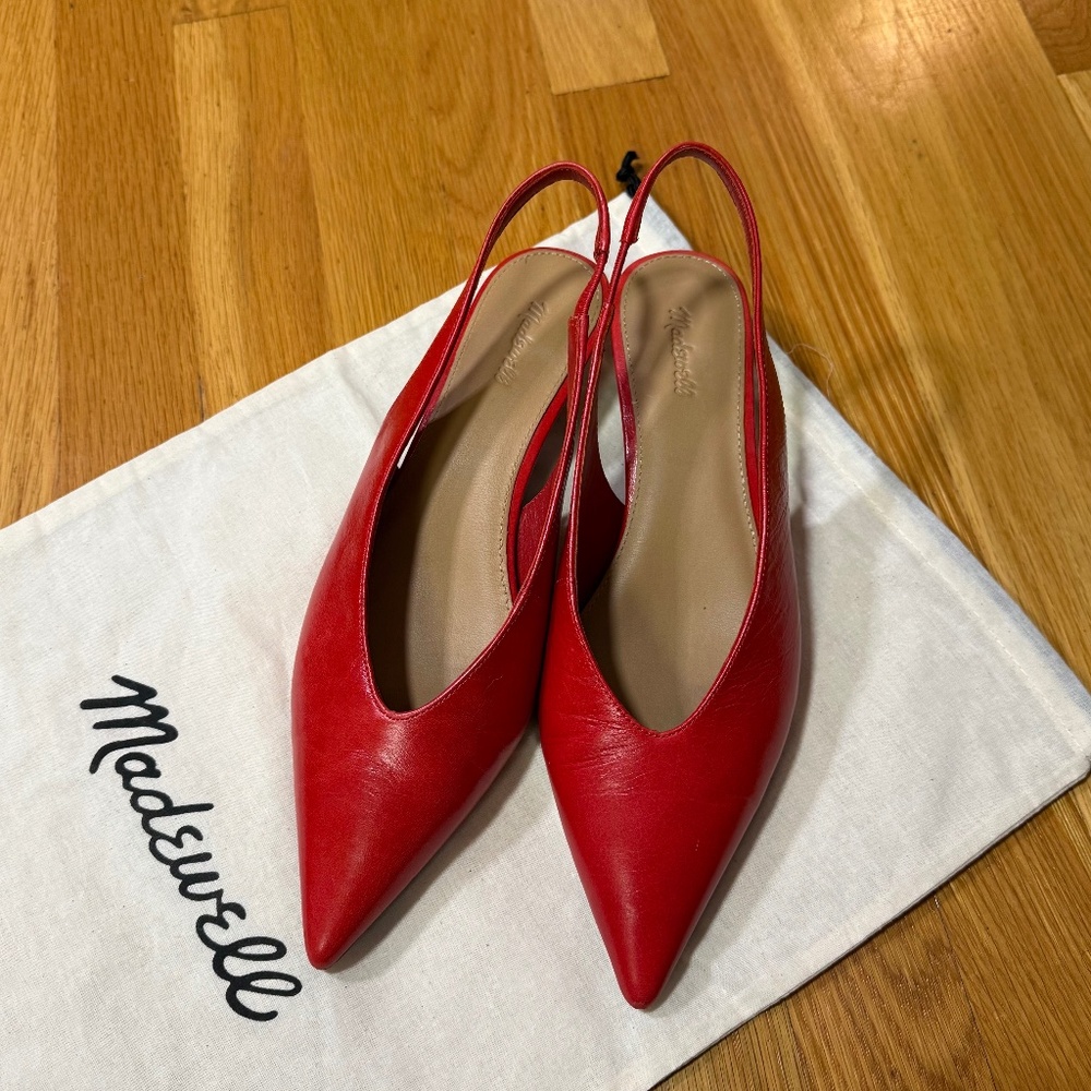 Madewell Kitten-Heel Slingback Pumps in Red, Women’s Size 8